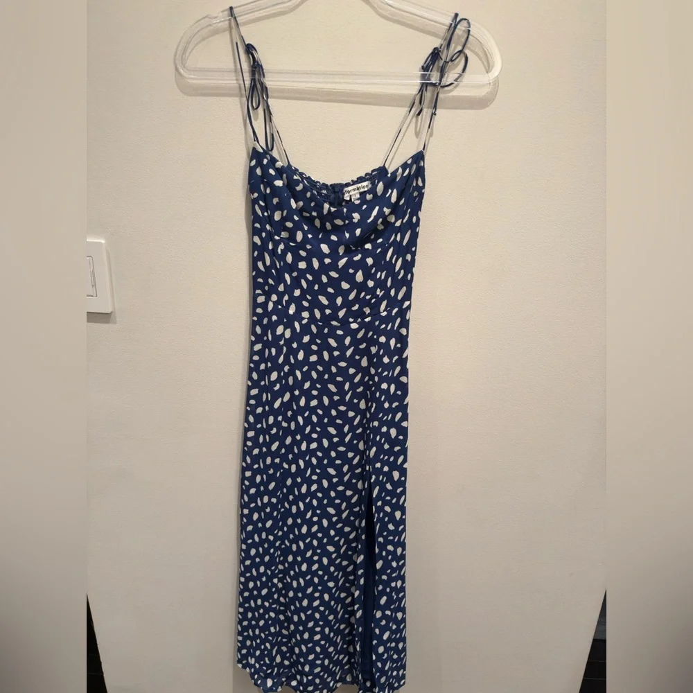 Reformation Juliette Midi Dress Moray Blue Spotted Dress Size 2 Women’s - Picture 5 of 15